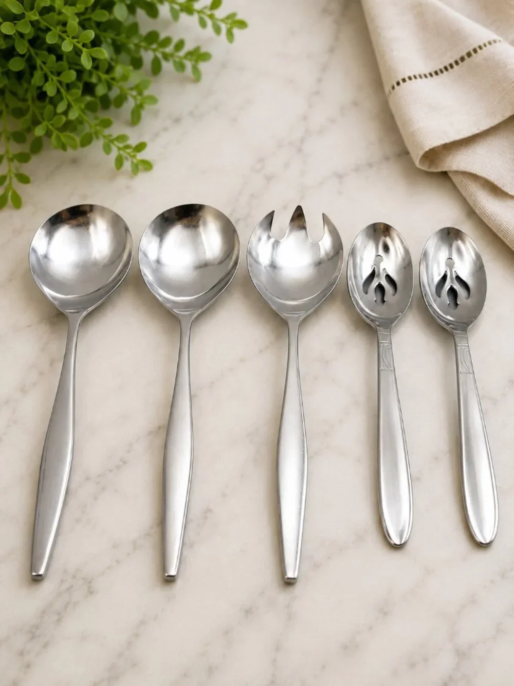 Vintage Stainless Serving Spoon Set International Lauffer 18/8 Japan MCM